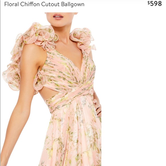 Mac duggal floral chiffon cut out ball gown Clearance